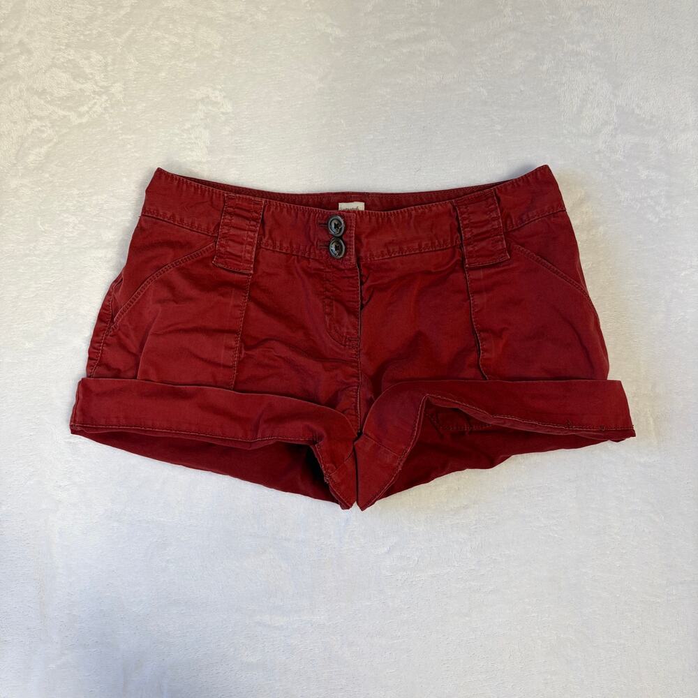 Old Navy Extra Low Rise Micro Mini Shorts Women’s 0 Red Double Button Summer Y2K